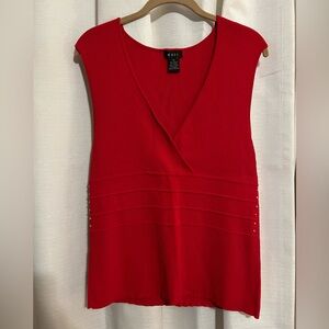 EVIE Women's Vibrant Red V-Neck Ribbed Top Size XL